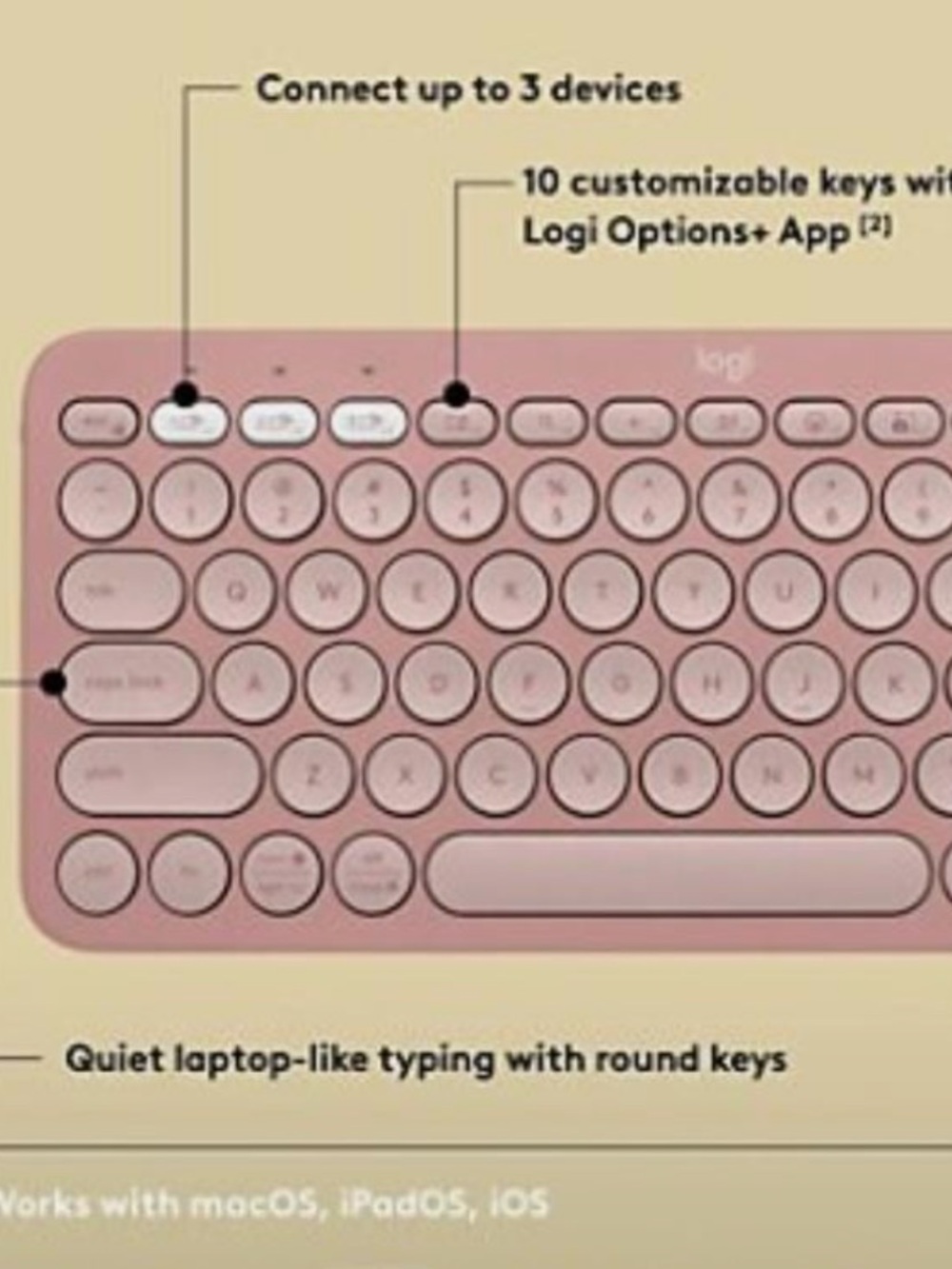 Logitech Rose Pink Wireless Bluetooth Keyboard 380s